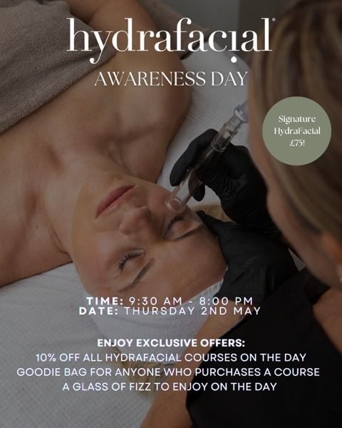 Our HydraFacial Awareness Day is right around the corner, with just two spaces left! 

Join us on Thursday 2nd May, for our exclusive HydraFacial Awareness Day led by our wonderful Karrie! 

Enjoy our Signature HydraFacial for only £75 (RRP £110) and discover the transformative benefits of this rejuvenating treatment. 💧

Take advantage of these special offers:
🌟 10% off all HydraFacial courses purchased on the day
🛍️ Goodie bag with every course purchase
🥂 Complimentary glass of fizz to enjoy during your visit

Don't miss out on this opportunity to pamper yourself and experience the magic of HydraFacial! Book your spot now via the link in our bio or call us on 01625 877875. 📆

#serenitypoynton #poynton #hydrafacial #skincliniccheshire #cheshire